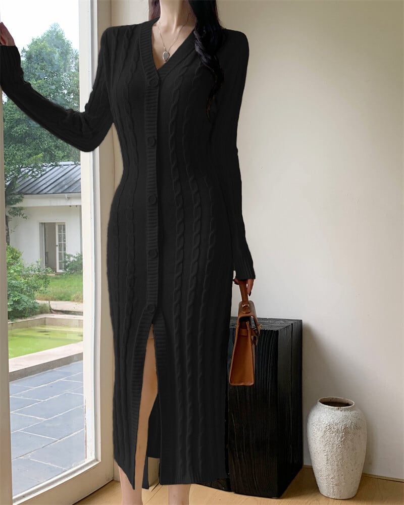 【dress】Vネックニットワンピース　M27377