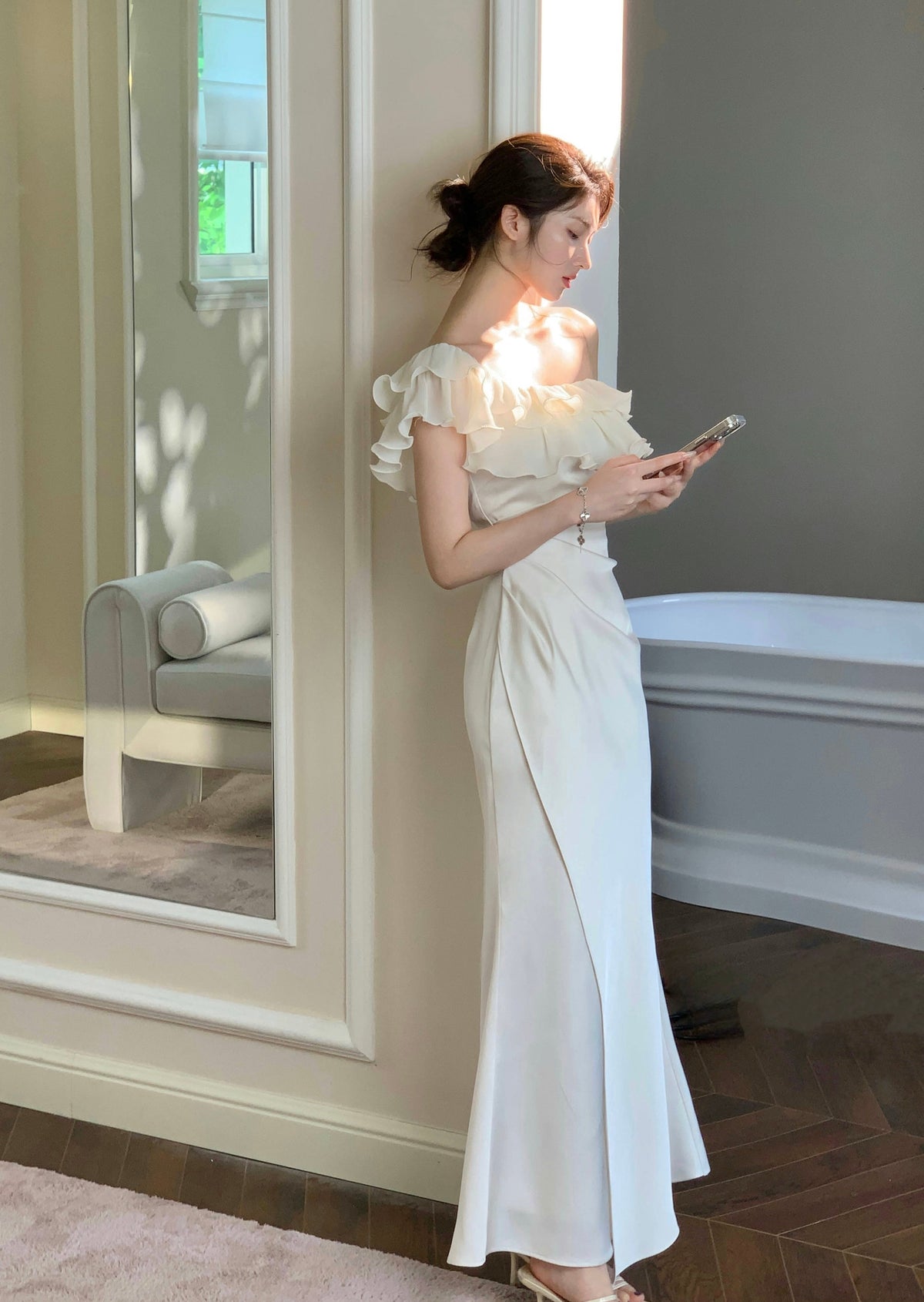 【dress】フリルマーメイドワンピース　N3155