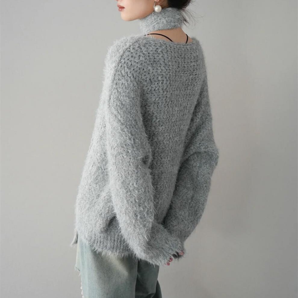 【tops】Vネックチョーカー付ニットセーター　M17997