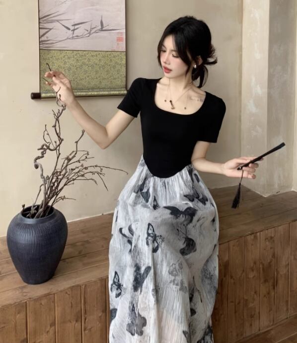 【dress】偽二つ切り替えワンピース G21002