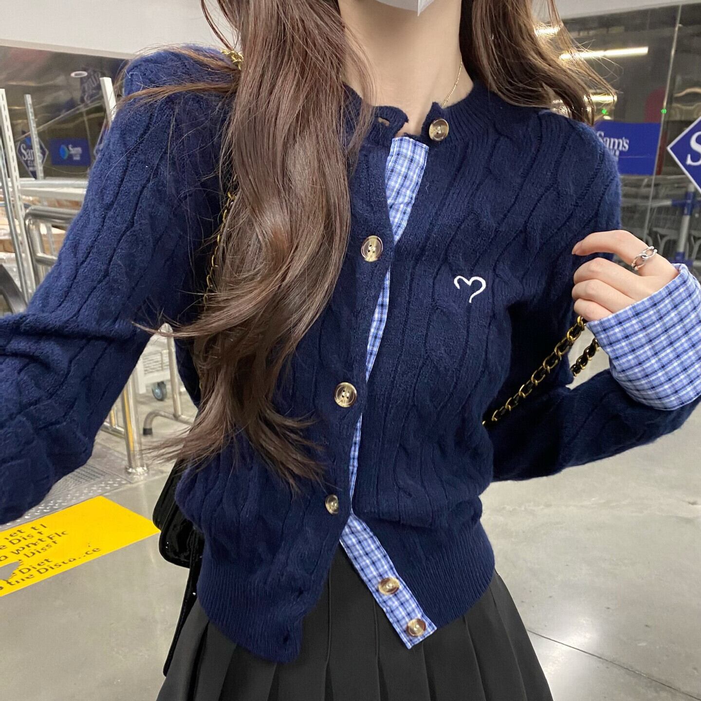 【outer】切り替えニットカーデ　M28383