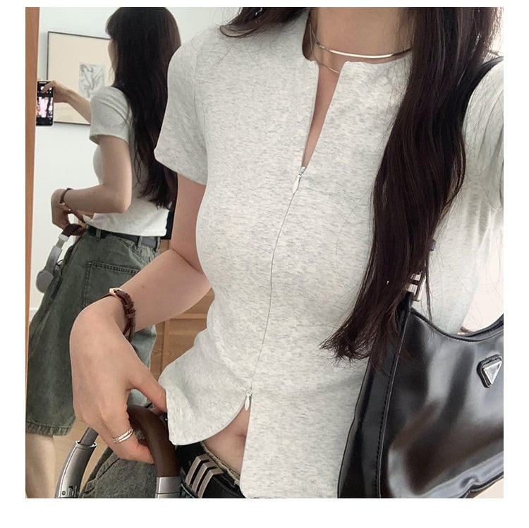 【tops】ファスナーTシャツ　M25069
