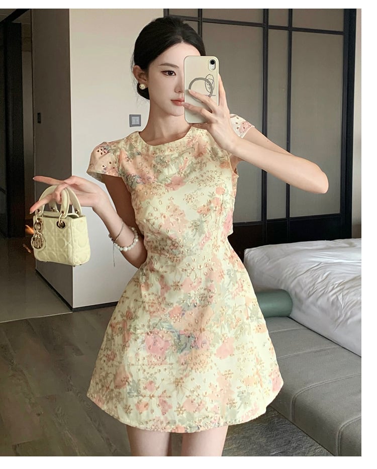 【dress】バックカットワークワンピース　M24054