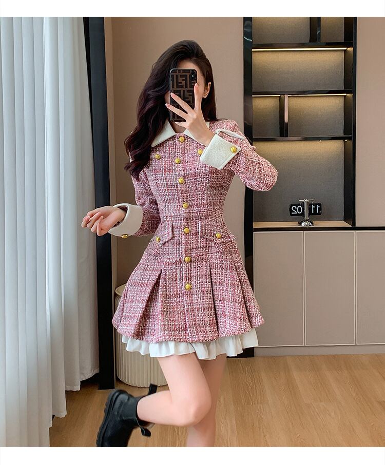 【dress】ツイードドッキングワンピース　M18135
