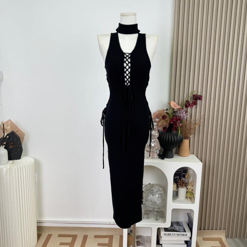 【dress】ノースリーブニットワンピース Q7633