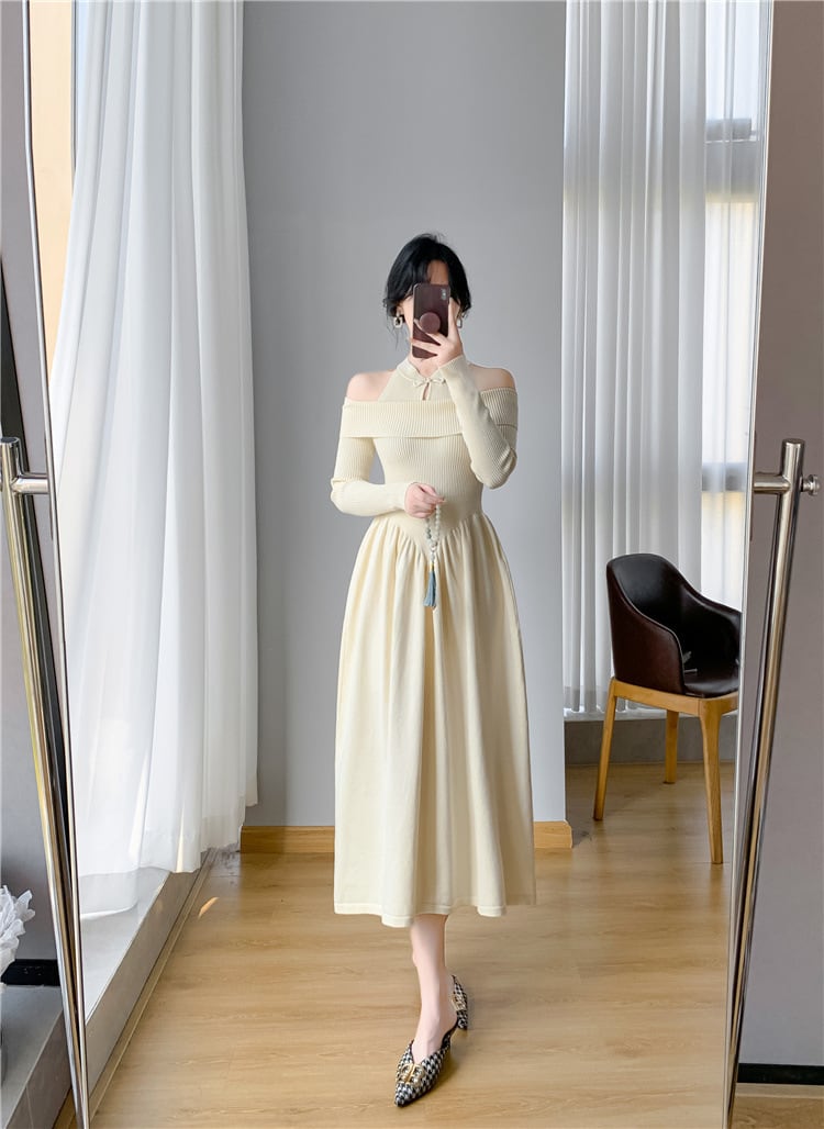 【dress】切り替えニットワンピース　M26174