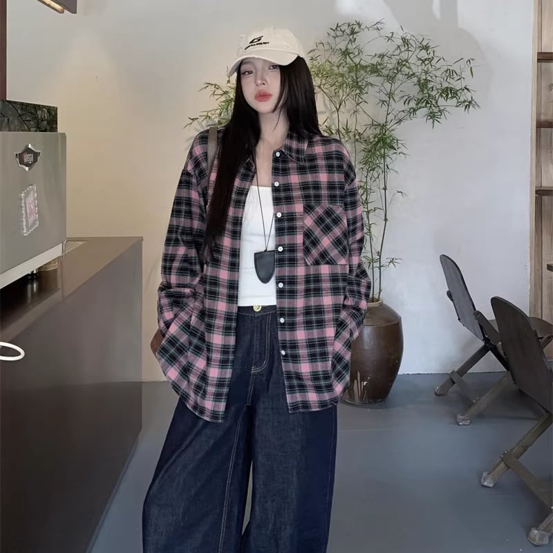 【tops】チェック柄シャツ Q8182