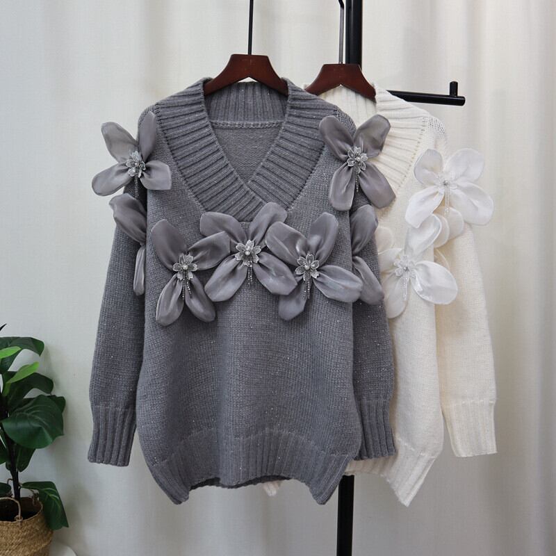 【tops】立体フラワーニットセーター　M27590