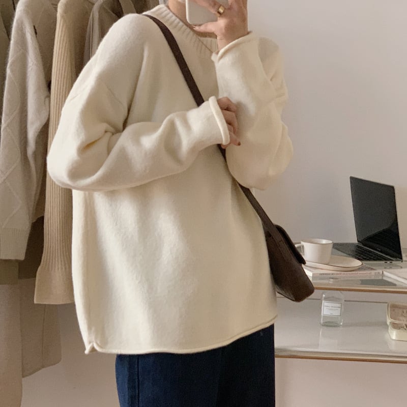 【tops】クルーネックニットセーター　M25996