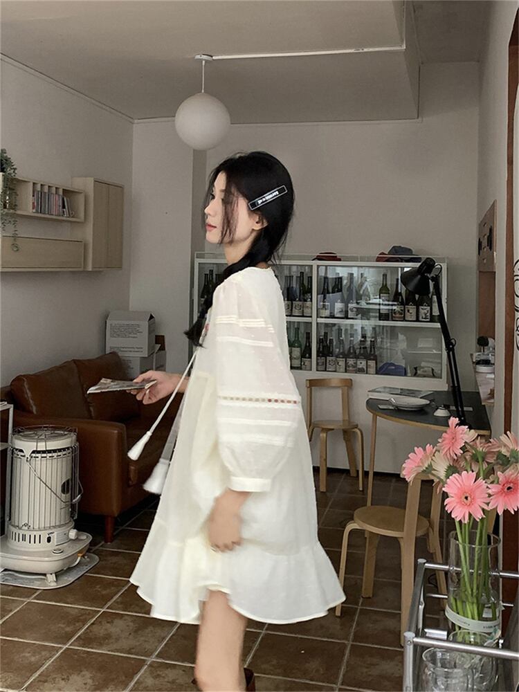 【dress】ランタンスリーブ花柄ワンピース G20348