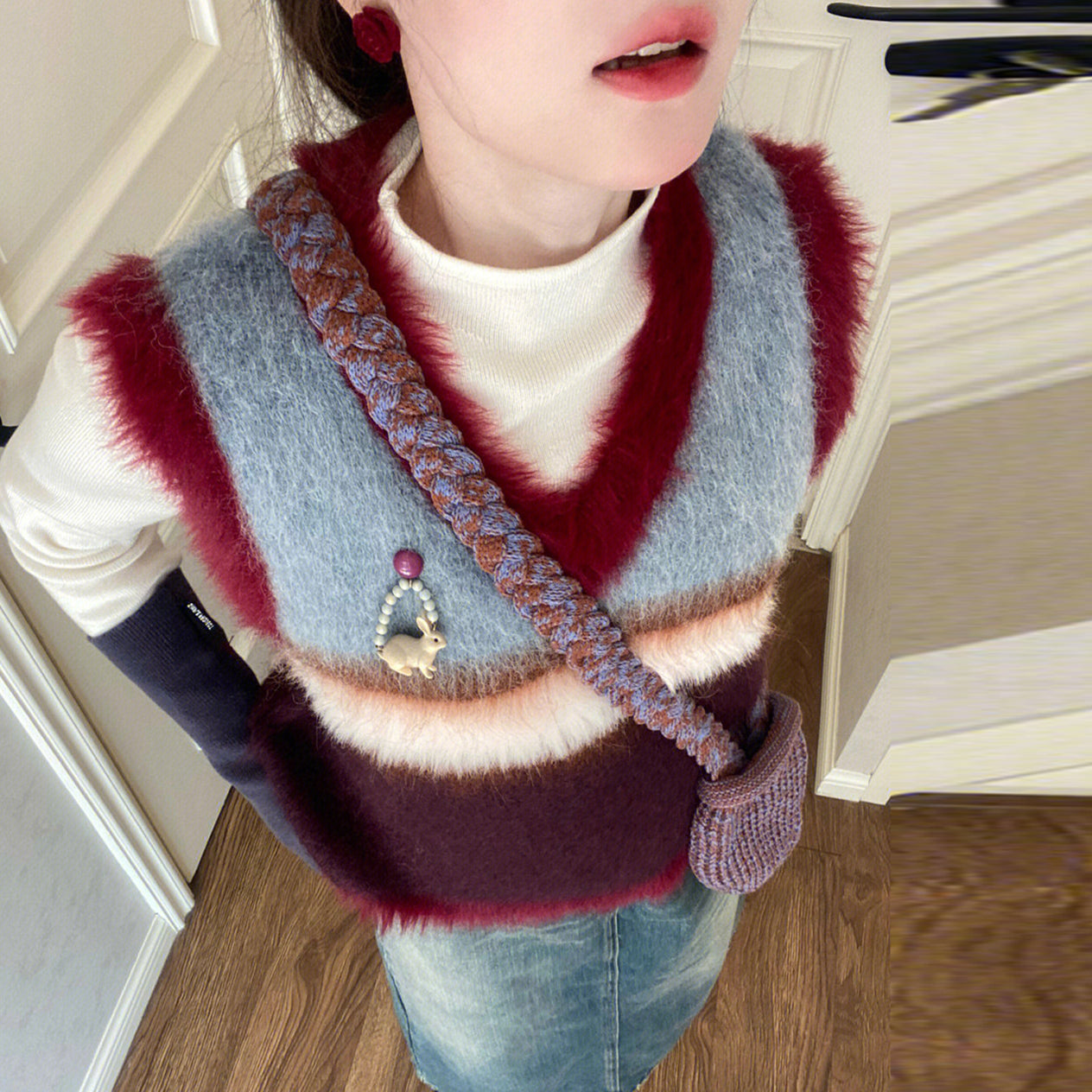 【tops】Vネック秋冬ニットチョッキG24078