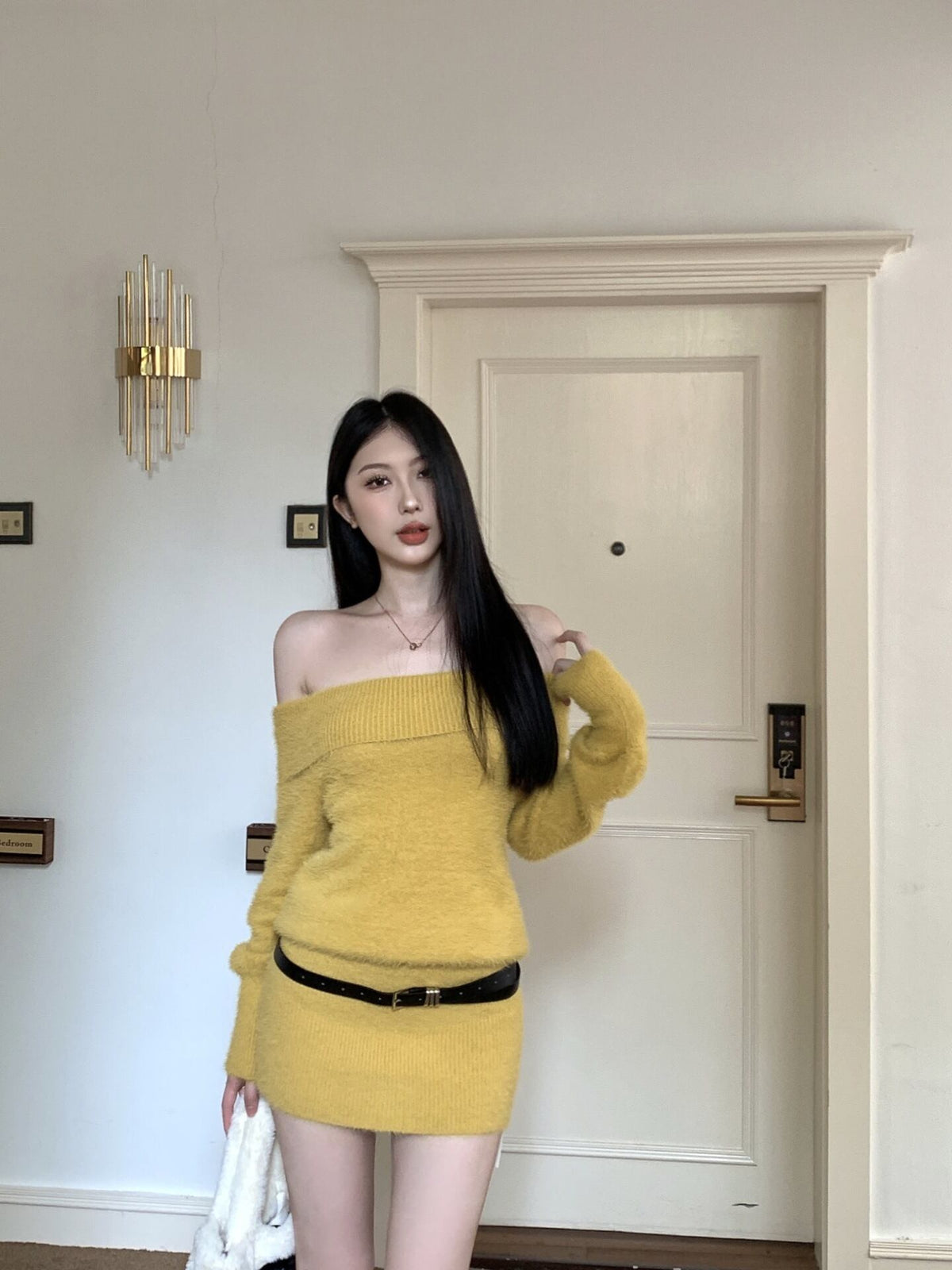 【dress】ボートネックニットワンピース　M28331