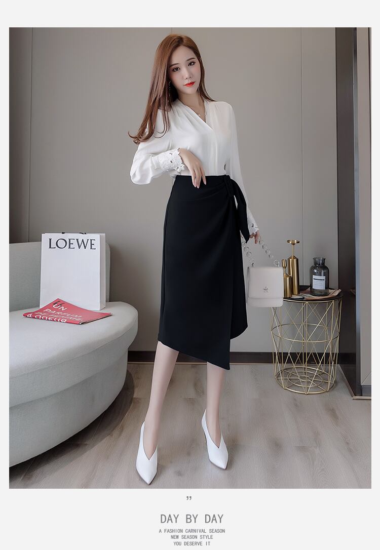 【bottoms】エレガント無地気質満点レディースファッションスリット不規則Aライン