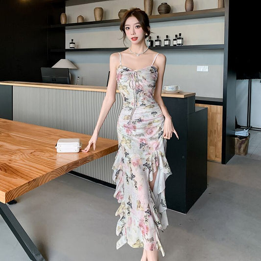 【dress】フリル花柄キャミワンピースG21264