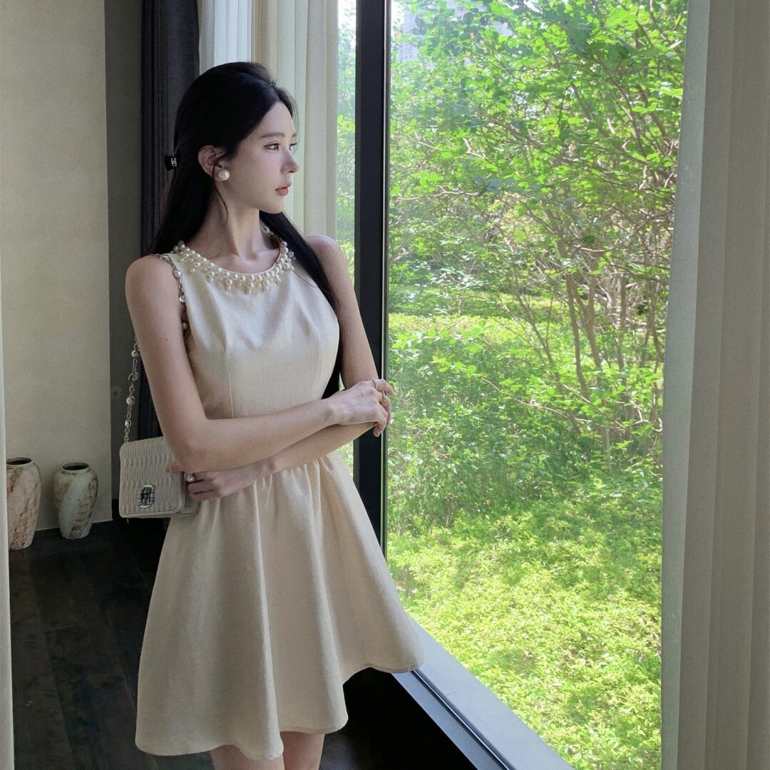 【dress】ノースリーブパールワンピース　M24545