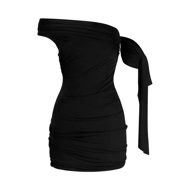 【dress】オフショルダーミニタイトワンピース Q8397