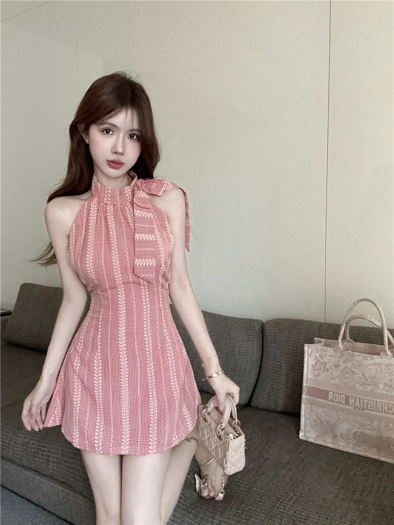 【dress】ノースリーブリボン付きワンピース　M24168