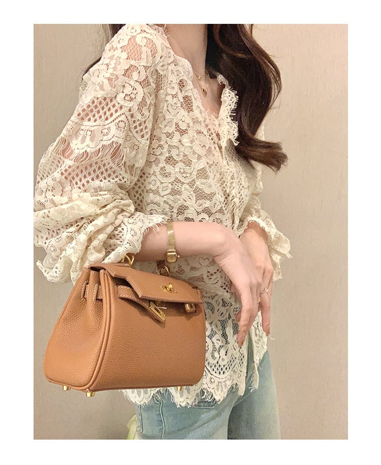 【tops】VネックレースブラウスF7091