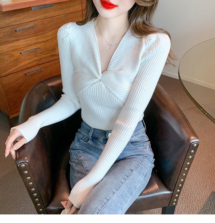 【tops】Vネックニットトップス　M27554