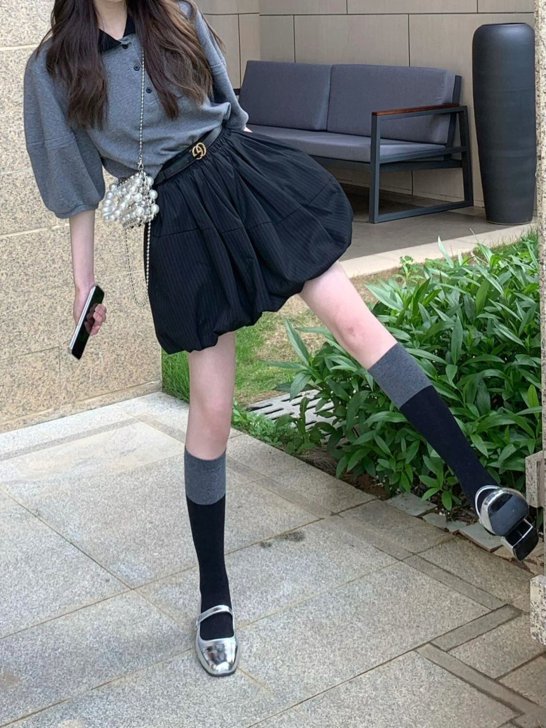 【set】パフスリーブTシャツ+スカート２点セットG21349