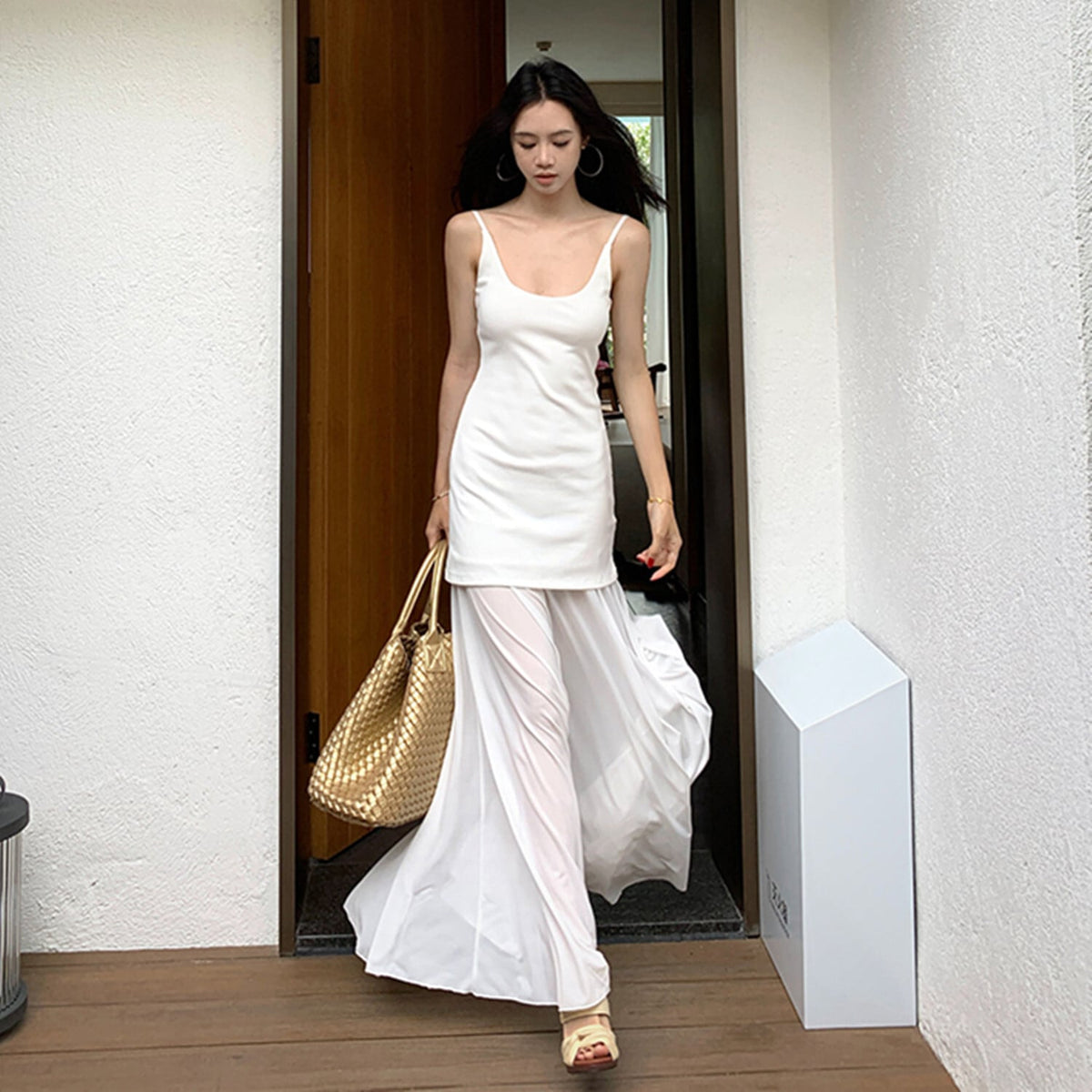 【dress】チュールドッキングキャミワンピース　N2970