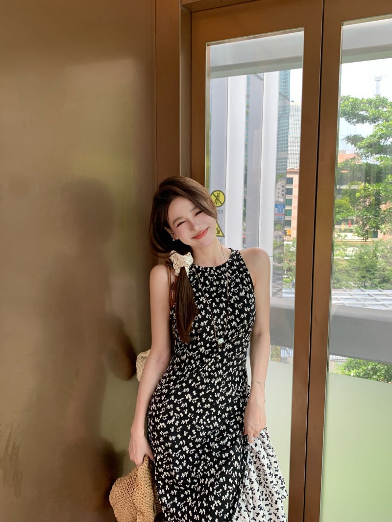 【dress】切り替え花柄ワンピース　M24343