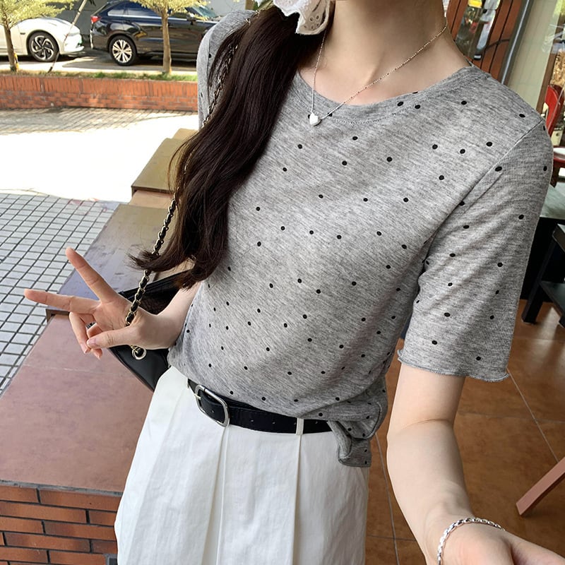 【tops】ドット柄Tシャツ　M24822