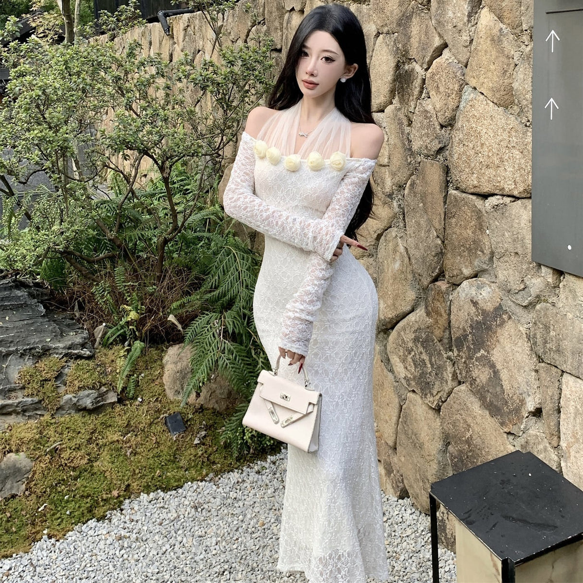 【dress】レースチュールドッキングワンピース　M27960