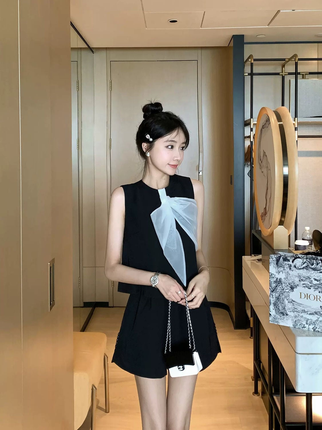 【set】ボウタイタンクトップ+ショートパンツ2点セットF7306