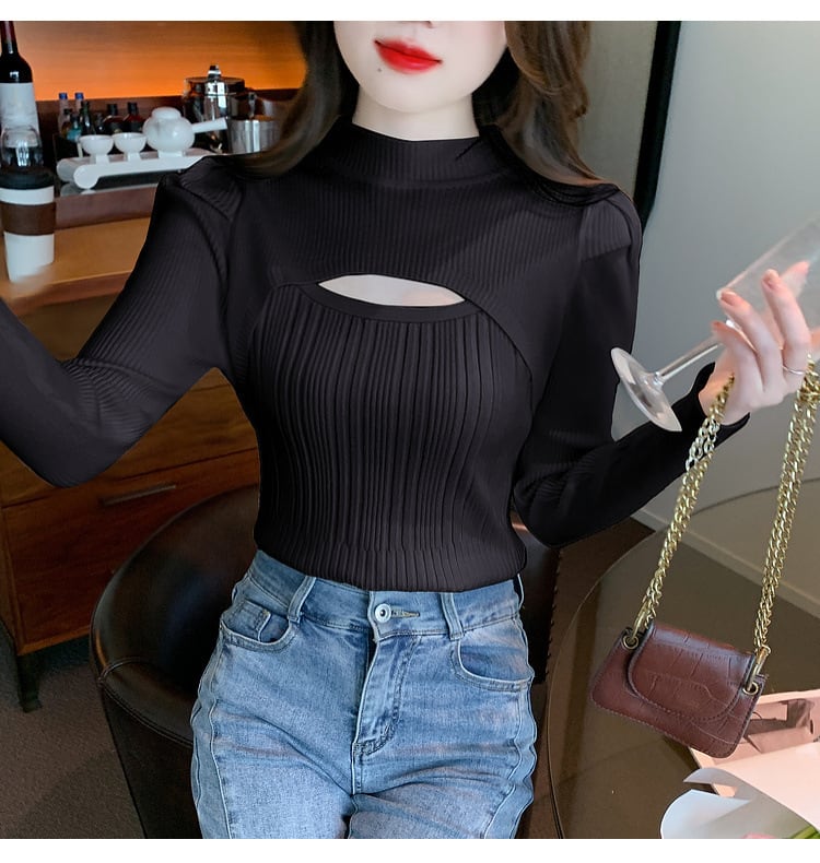 【tops】カットワークニットトップス　M26209