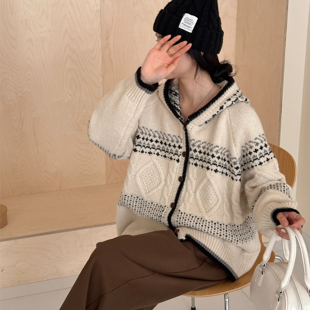 【outer】ジャカードニットカーデ　M27112