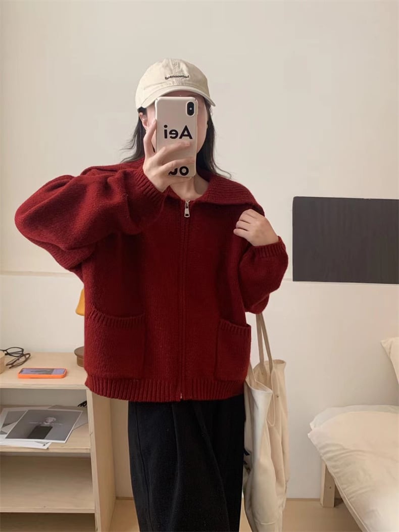 【outer】ファスナーニットカーデ　M25806