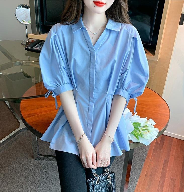 【tops】ランタンスリーブギャザーブラウスF7503