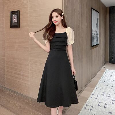 【dress】好感度UP!気質満点レトロパフスリーブ切り替えワンピース