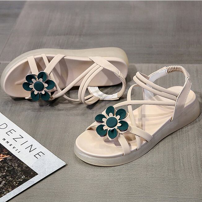 【shoes】一目惚れ！2色花模様履きやすい合わせやすいファッションサンダル