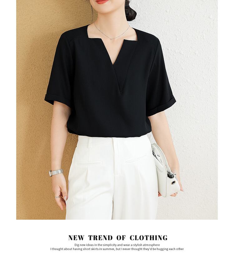 【tops】VネックOL通勤ブラウスG21073