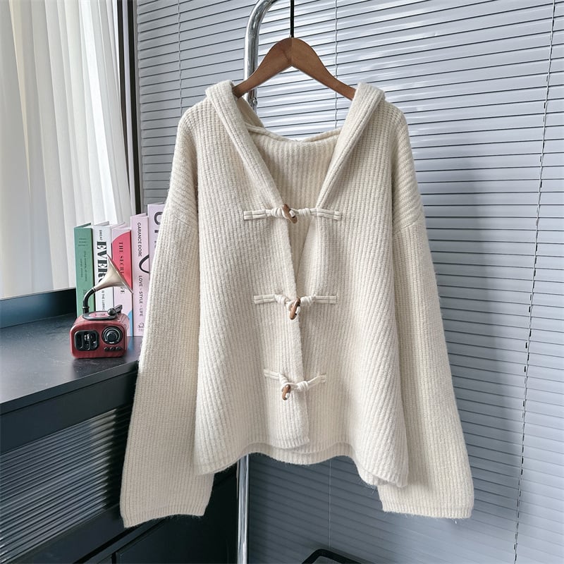 【outer】フード付きニットカーデ　M26388