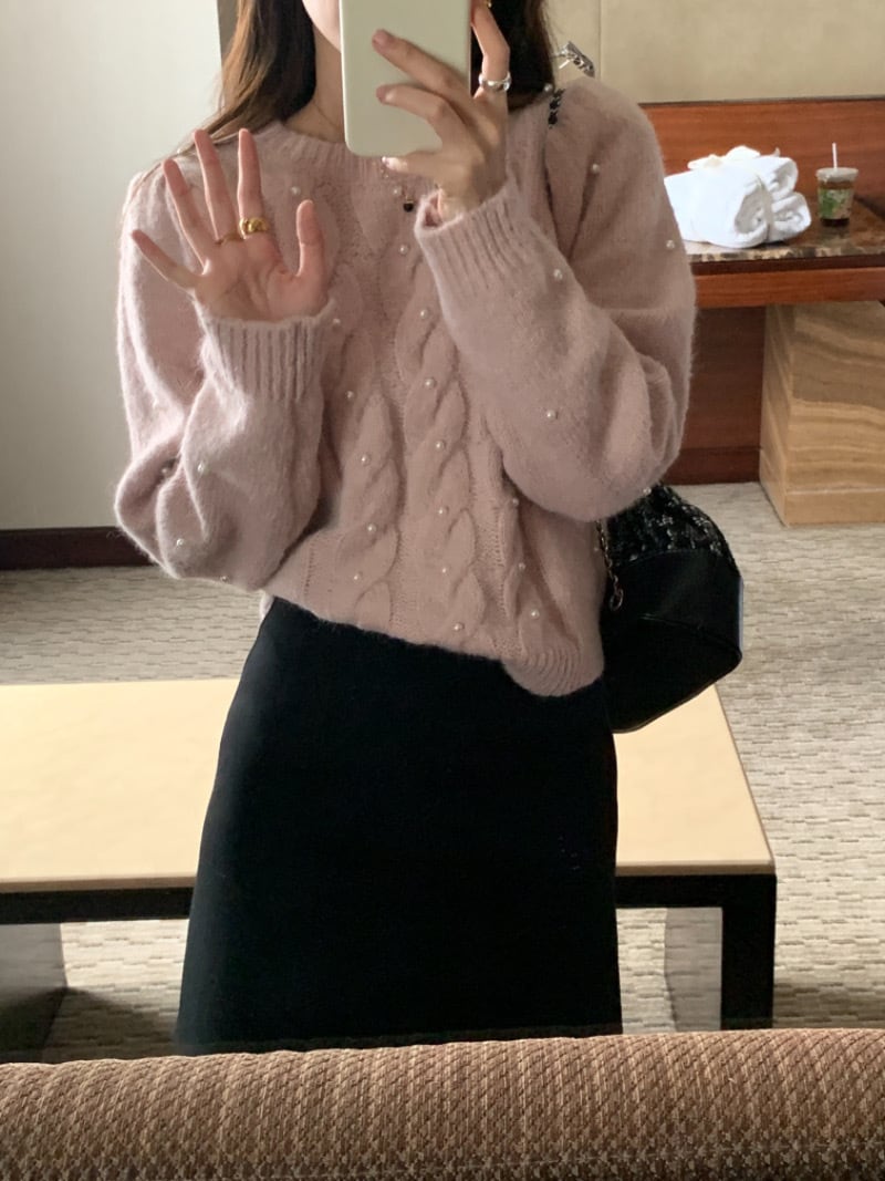 【tops】クルーネックニットセーター　M19019
