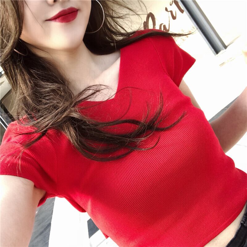 【tops】お値段以上！Vネック半袖ファッション無地着回しTシャツ