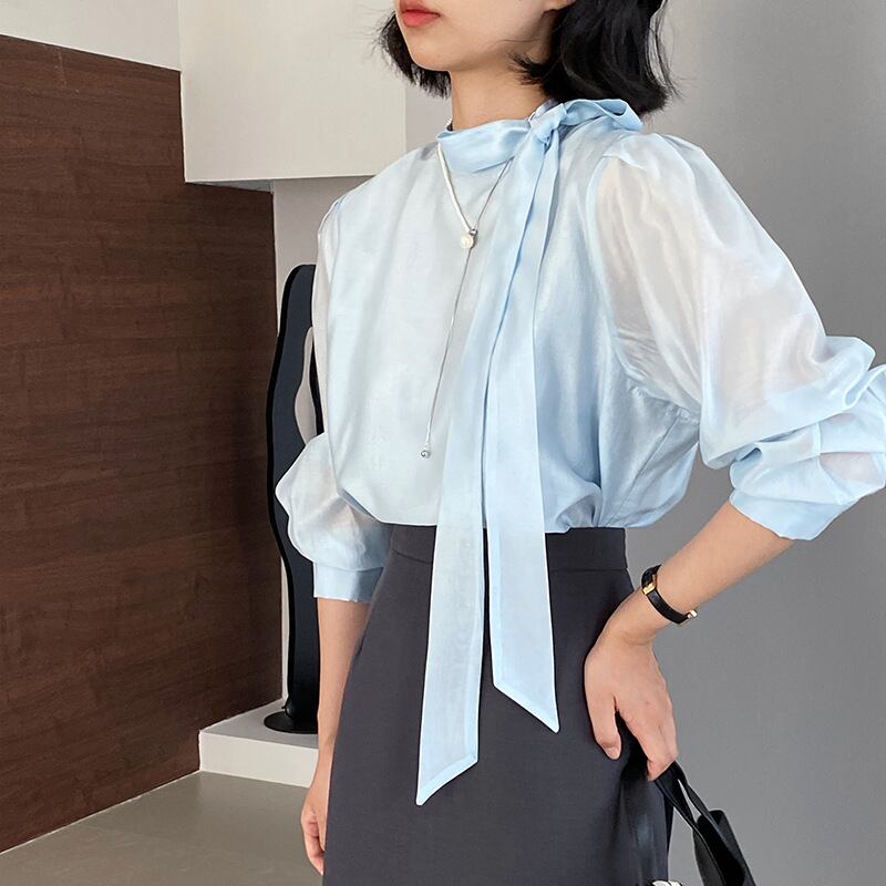 【tops】リボン付きテンセルトップス Q8322