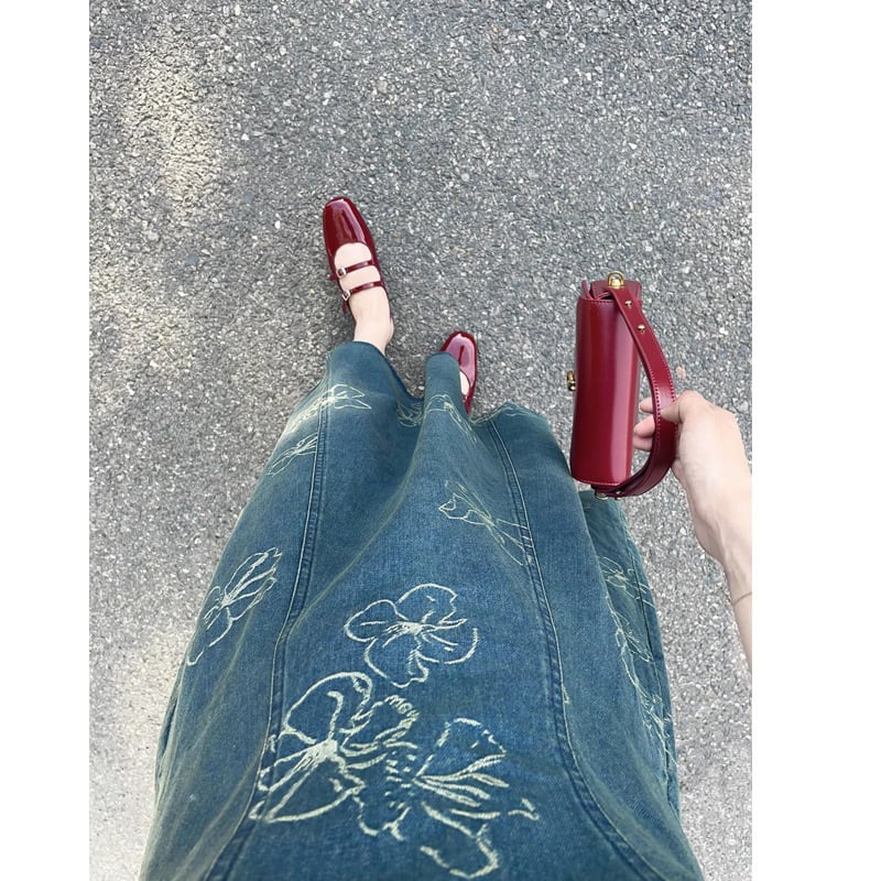 【dress】刺繍デニムワンピース　M25152