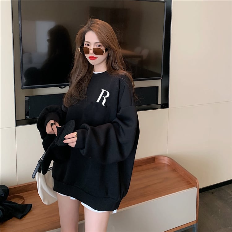 【tops】オシャレ度満点〜気質満点トップス長袖英字柄ラウンドネックINS風パーカー G9174