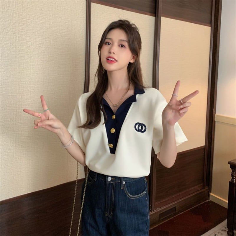 【tops】POLOネックデザインTシャツG21361