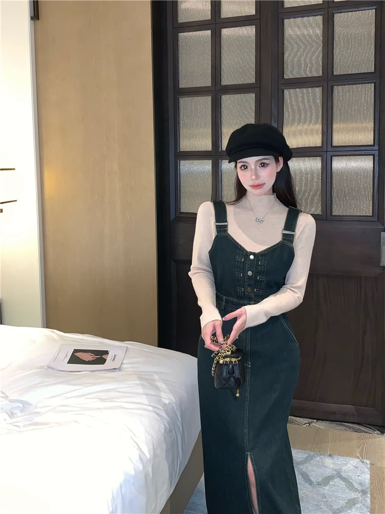 【dress】サロペットデニムワンピース　M27988