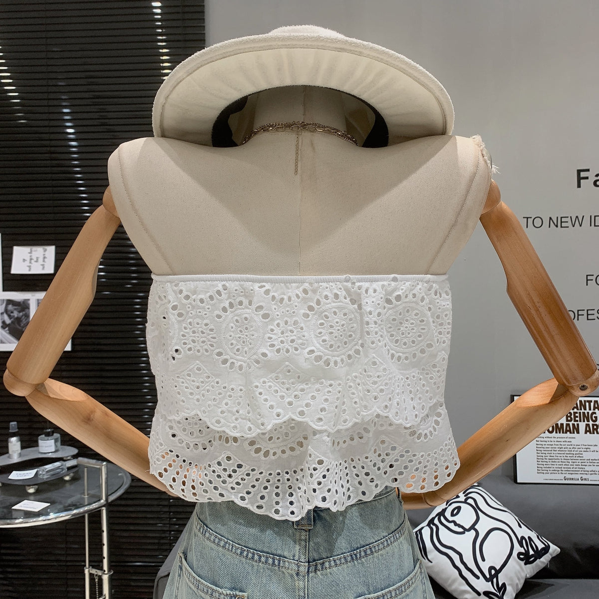 【tops】カットワークベアトップ　M25027