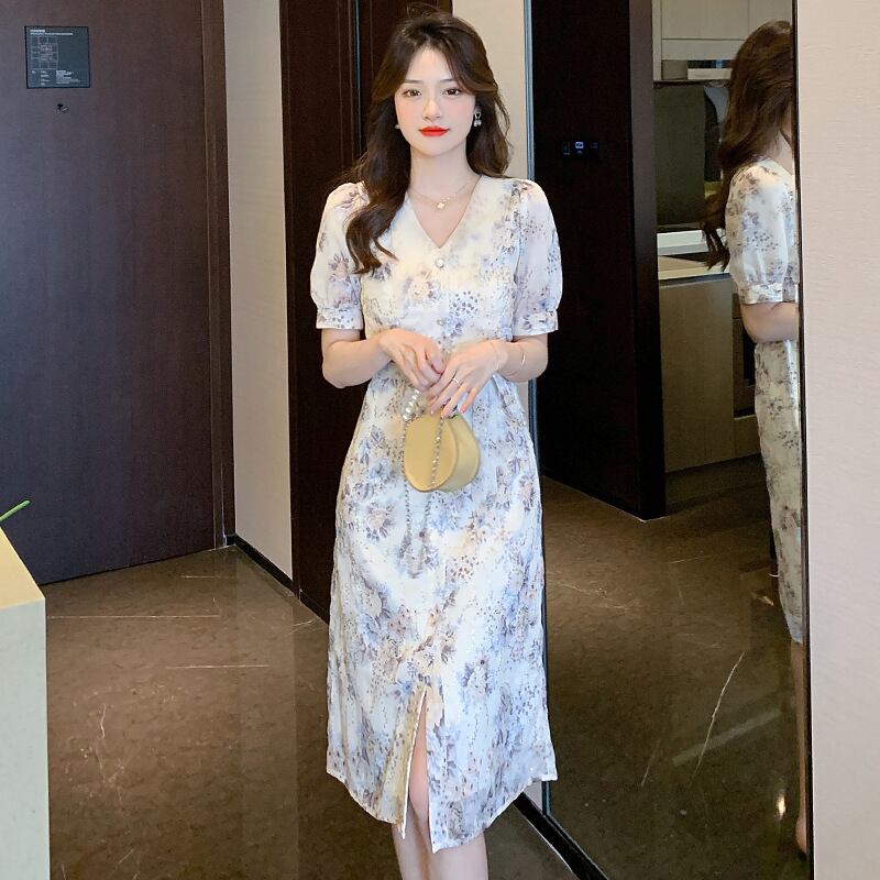 【dress】Vネック花柄ワンピース G20485