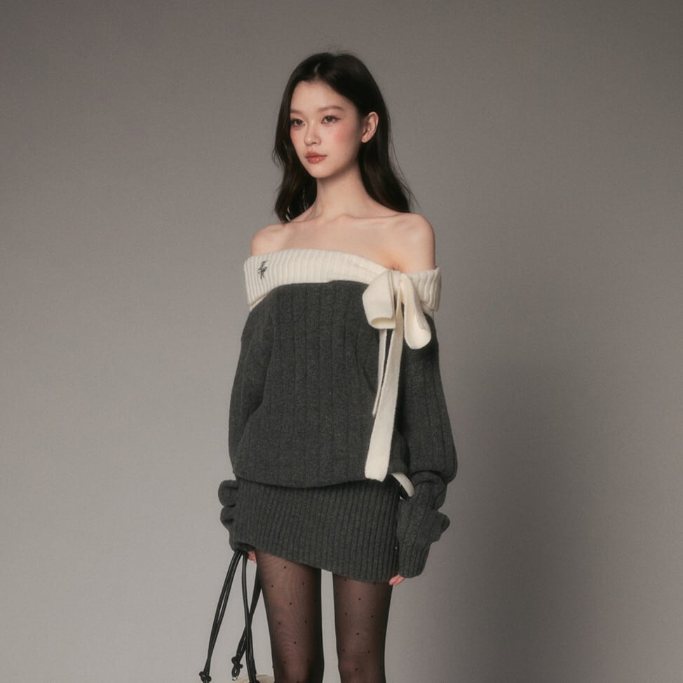 【dress】オフショルリボンミニワンピース　N3482