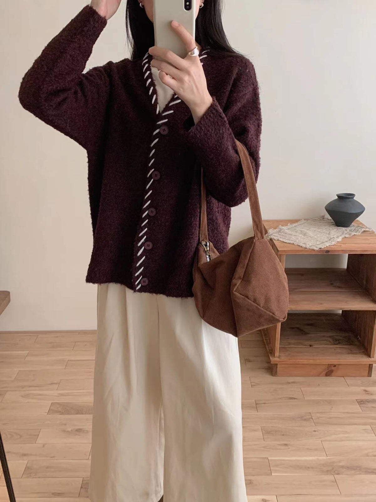【outer】Vネックニットカーデ　M27283