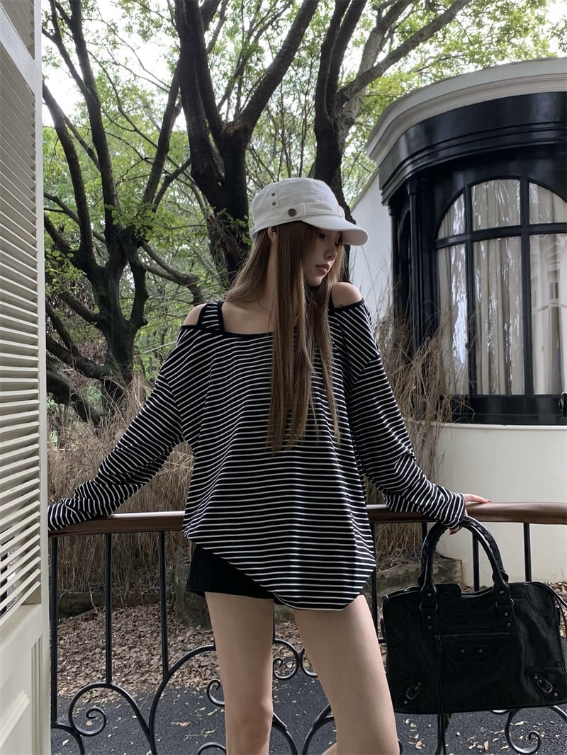 【tops】ボーダー柄長袖Tシャツ　M26180