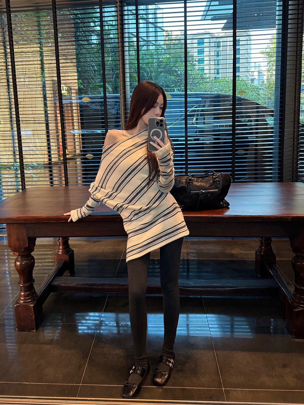 【dress】ボーダー柄ニットワンピース　M28976